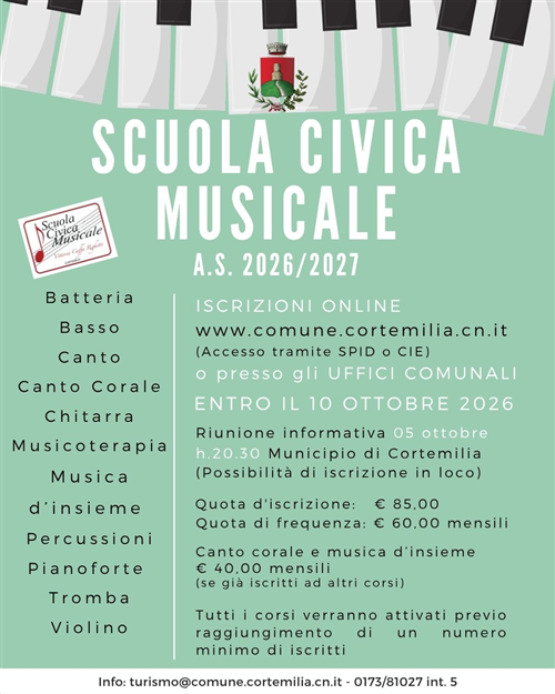 Scuola Civica Musicale "Vittoria Caffa Righetti" a.s. 2026/2027